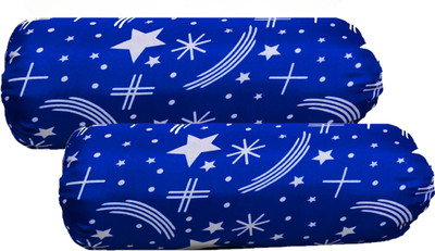 Changers Round Bolster Microfibre Abstract Sleeping Pillow Pack of 2(Blue, White)