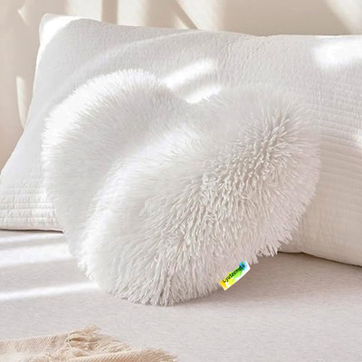Cyuteenuts Fur cushion Microfibre Solid Cushion Pack of 1(White)