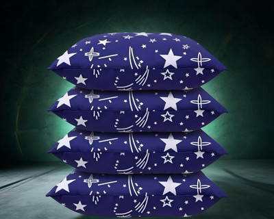 Regnar Luxury Polyester Fibre Abstract Sleeping Pillow Pack of 4(Blue)