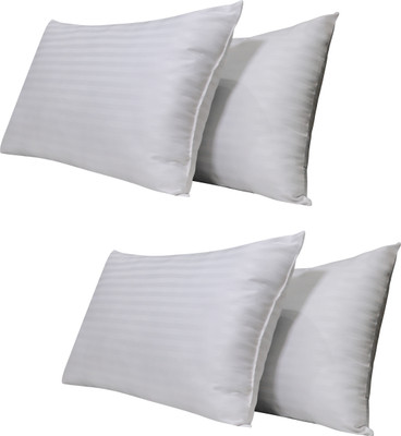 VLYSIUM PERFECT SLEEPER very soft standard pillow / takiya set 16x24 Inch filler (41x61 Inch) Polyester Fibre Stripes Cushion Pack of 4(White)