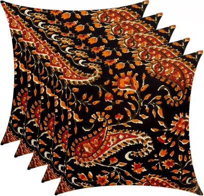 GKM Microfibre Floral Sleeping Pillow Pack of 5(Black, Orange)