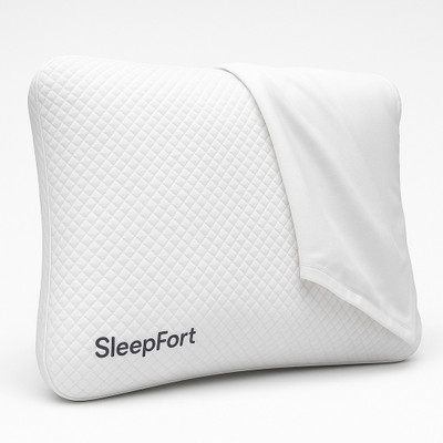 Sleepfort 01 Memory Foam Solid Sleeping Pillow Pack of 1(White)