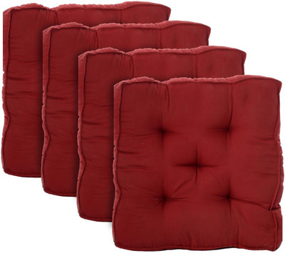 KUBER INDUSTRIES Microfibre Solid Chair Pad Pack of 4(Maroon)