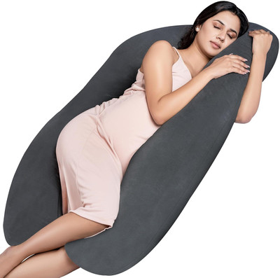 fluffymummy MICROFIBER PREGNANCY PILLOW Microfibre Solid Pregnancy Pillow Pack of 1(Dark Grey)