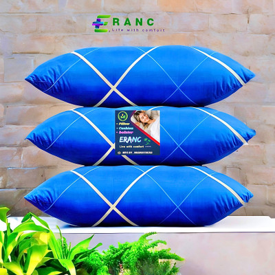 ERANC LUXURY Polyester Fibre Abstract Sleeping Pillow Pack of 3(Blue)