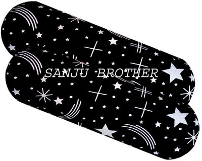 SANJU BROTHER Microfibre Abstract Bolster Pack of 2(Black)