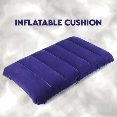 Oblivion Velvet Inflatable Travel Pillow - Comfortable & Compact Support | Air Solid Travel Pillow Pack of 1(Blue)