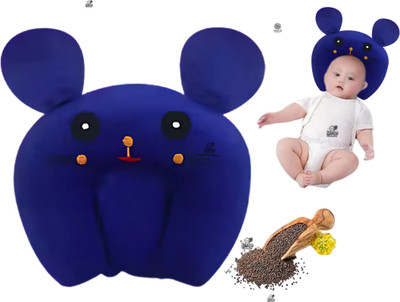 Kotton Candy Mustard Seeds Baby Pillow Pack of 1 Toons & Characters Rai Pillow Velvet, Baby Head Shaping Takiya Soft Pillow Infant(Blue)