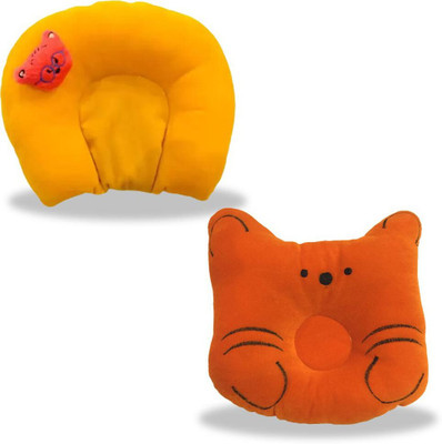 InEffable Cotton Animals Baby Pillow Pack of 2(Orange, Yellow)