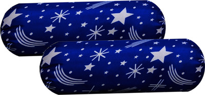 Swikon star Round Bolster Microfibre Abstract Sleeping Pillow Pack of 2(Dark Blue, Multicolor)