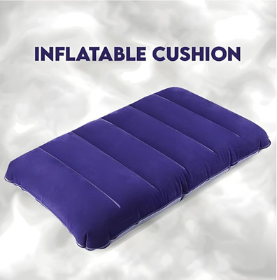 Jantrex Air Travel Pillow Pack of 1 Solid Foldable Inflatable Cushion Pillow Lightweight Pillow for Long Travel & Camping(Blue)