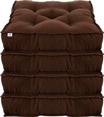 Heart Home Microfibre Solid Chair Pad Pack of 4(Brown)