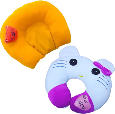 Joynap Cotton Toons & Characters Baby Pillow Pack of 2(Orange, Blue)