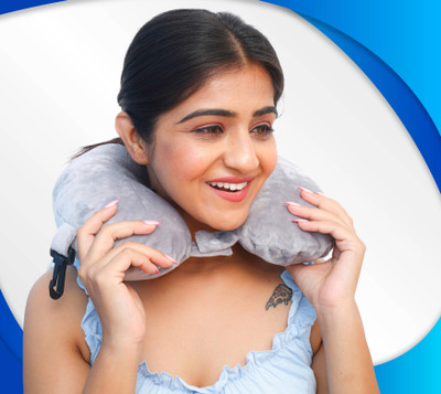 Papaya Memory Foam Travel Pillow Pack of 1 Solid Adjustable Neck Pillow, Travel Pillow for Flights for Men and Women(Grey)