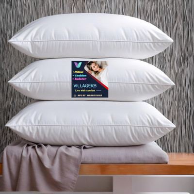 VILLAGERS LUXURY Cotton Solid Sleeping Pillow Pack of 3(White)