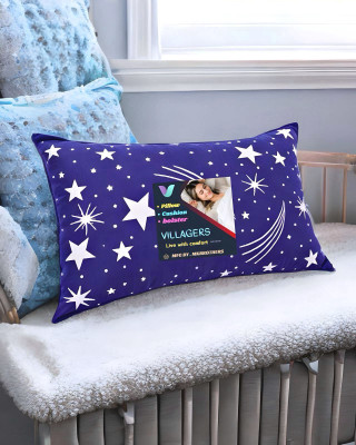 VILLAGERS Premium Polyester Fibre Abstract Sleeping Pillow Pack of 1(Blue)