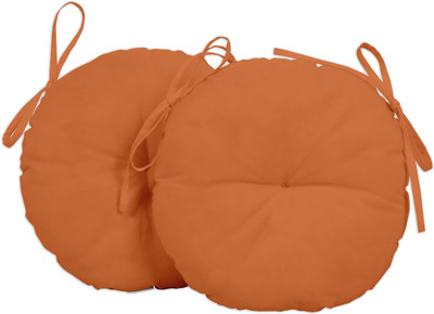 Vargottam Polyester Fibre Solid Chair Pad Pack of 2(Coral Orange)