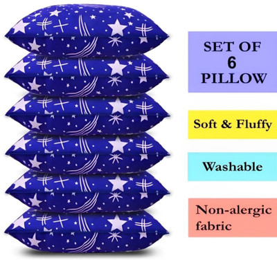 YABAN LUXURY Polyester Fibre Abstract Sleeping Pillow Pack of 6(Blue)