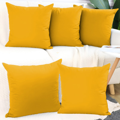 Daddy Cool Velvet Cushion With Cover Microfibre Solid Cushion Pack of 5(Gold)
