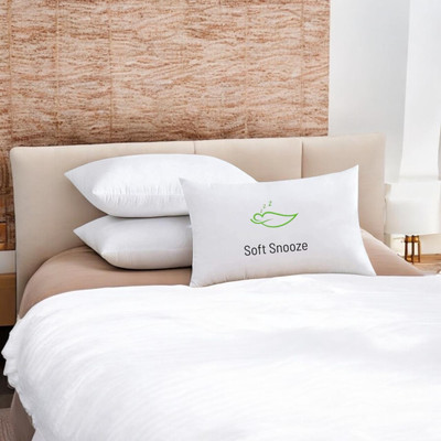 SOFT SNOOZE Soft Luxury Microfibre Solid Sleeping Pillow Pack of 3(White)