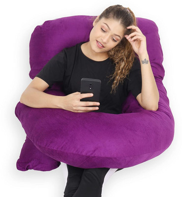 Mojo J Shape Pillow Microfibre Solid Pregnancy Pillow Pack of 1(WINE)
