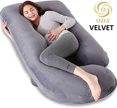 OZLY ultra soft j shaped pillow Microfibre, Polyester Fibre Solid Pregnancy Pillow Pack of 1(Grey)