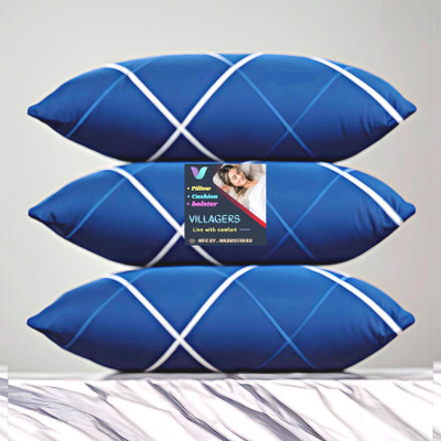 Tecsun LUXURY Microfibre Abstract Sleeping Pillow Pack of 3(Blue)
