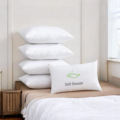 SOFT SNOOZE Luxury Microfibre Solid Sleeping Pillow Pack of 5(White)