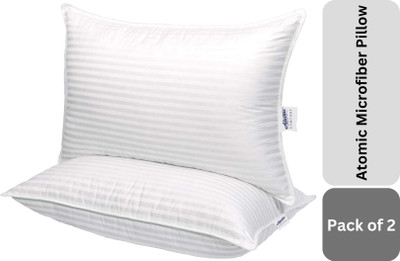 ATOMIC Microfibre Stripes Sleeping Pillow Pack of 2(White)