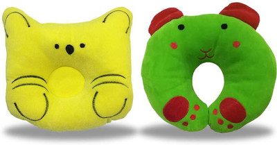 Miss & Chief Cotton Baby Pillow Pack of 2 Toons & Characters(Yellow, Green)