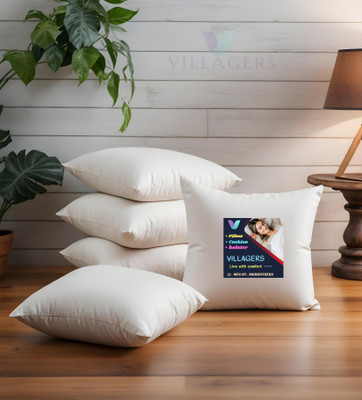 Jaipurlinen Polyester Fibre Bolster Pack of 7 Abstract 5 Cushion And 2 Bolster(White)