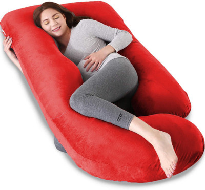 Mom's Moon Luxury Microfibre Solid Pregnancy Pillow Pack of 1(Red)