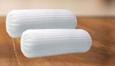 JDX Fluffy Size Microfibre Stripes Bolster Pack of 2(White)