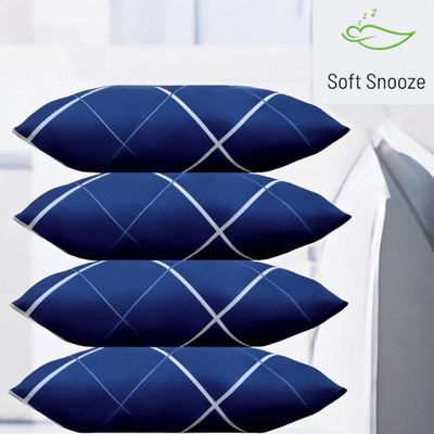 SOFT SNOOZE Microfibre Sleeping Pillow Pack of 4 Abstract Soft Luxury(Blue)