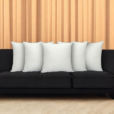 SOFT SNOOZE Soft Luxury Microfibre Solid Cushion Pack of 5(White)