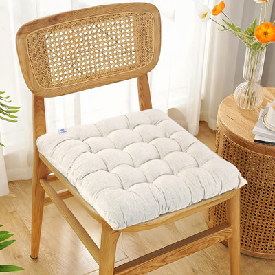 KUBER INDUSTRIES Microfibre Solid Chair Pad Pack of 1(Yellow)