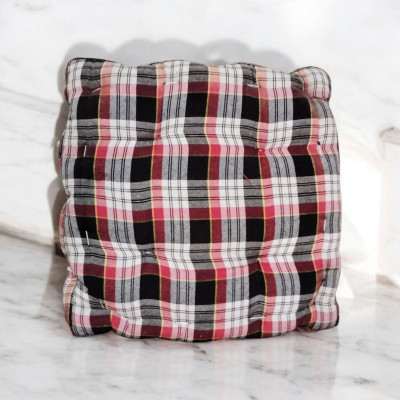 SoftTouch Polyester Fibre Stripes Chair Pad Pack of 1(Multicolor)