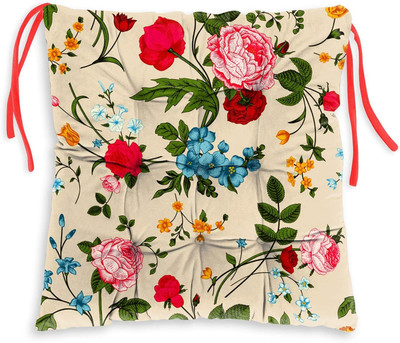 softlyf Microfibre Sleeping Pillow Pack of 1 Floral Chair Pad Cushion For Indoor/outdoor(Multicolor)