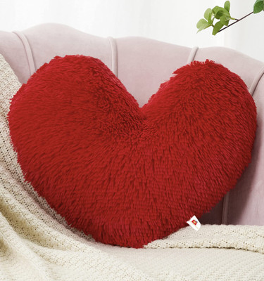 Wondershala Red Heart Pillow Polyester Fibre, Microfibre Solid Cushion Pack of 1(Red)
