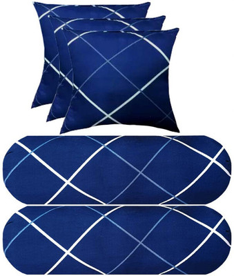 PALVIT Microfibre Abstract Bolster Pack of 5(Blue)