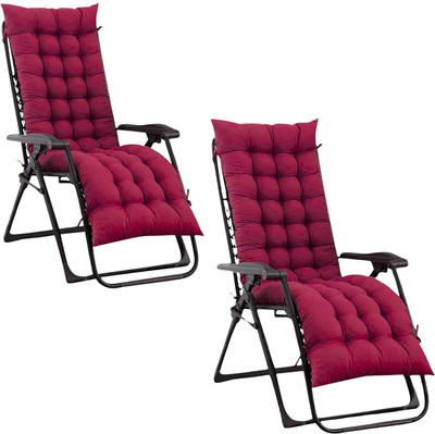 maatrikaa Cotton Chair Pad Pack of 2 Solid Straight Long Comfortable Cotton Long Chair Cushion(Maroon)