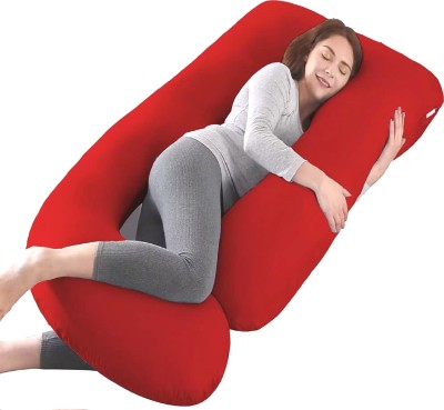 THUKRAN J Shape Microfibre Solid Pregnancy Pillow Pack of 1(Red)