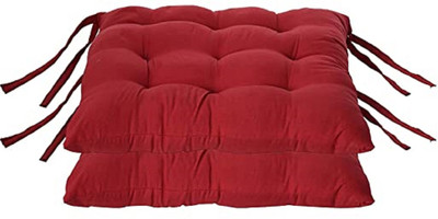 STAR ANGLE Cotton Solid Chair Pad Pack of 2(Maroon)