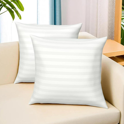 Flipkart SmartBuy Premium sofa pillows 40*40cm cushion fillers for sofa pillows (16x16 cm) Cotton Stripes Cushion Pack of 2(White)