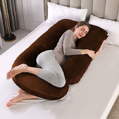 Victostar j shape pregnancy pillow Polyester Fibre Solid Pregnancy Pillow Pack of 1(Brown)