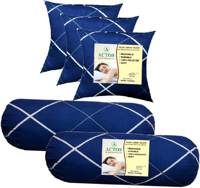 ACTOS Microfibre Geometric Bolster Pack of 5(Dark Blue1)