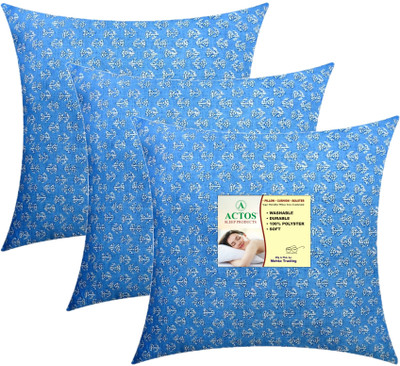 ACTOS Microfibre Floral Cushion Pack of 3(Light Blue)