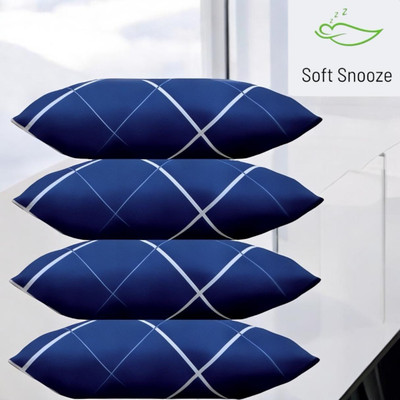 SOFT SNOOZE Microfibre Sleeping Pillow Pack of 4 Abstract Soft Luxury(Blue)