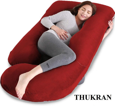 THUKRAN J Shape Polyester Fibre Solid Pregnancy Pillow Pack of 1(Maroon)