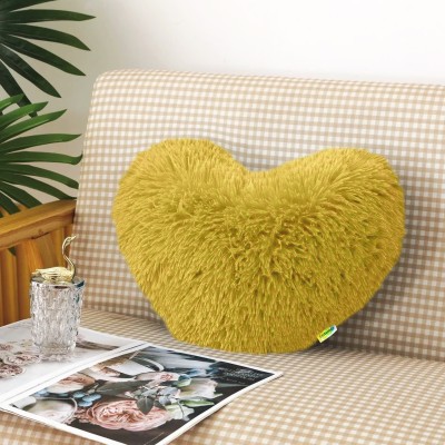 Cyuteenuts Yellow Heart pillow Microfibre Solid Cushion Pack of 1(Yellow)